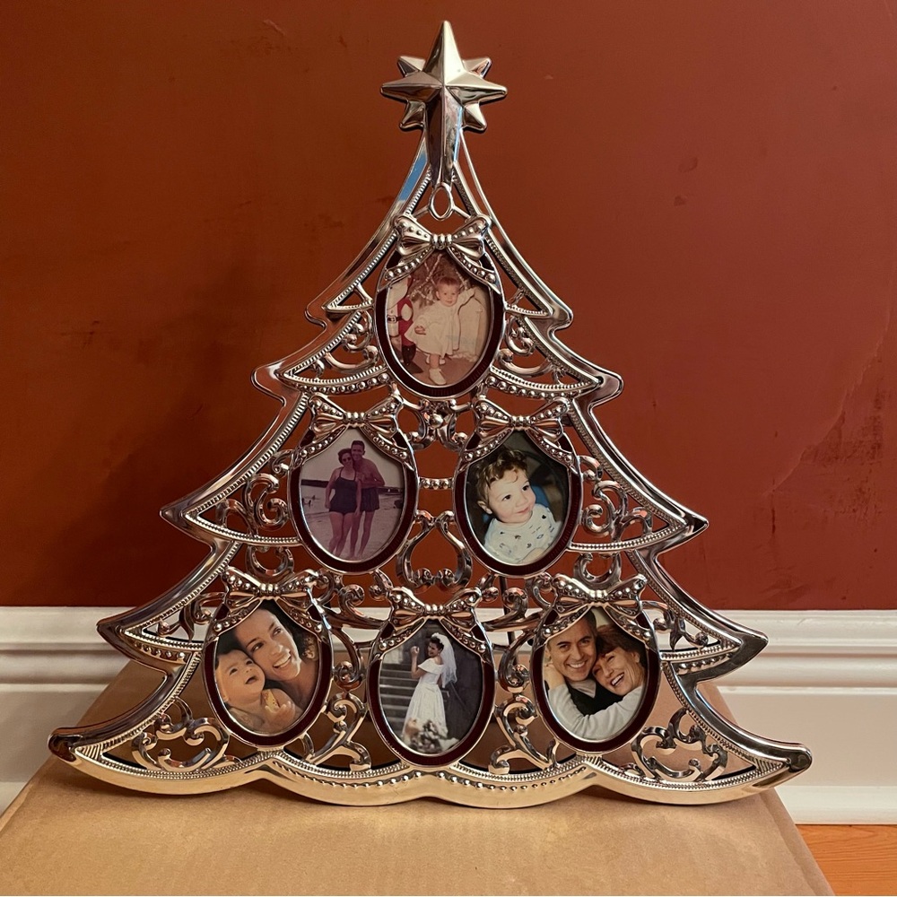 New Gorham 14” Nickel Plated Christmas Tree Picture Frame